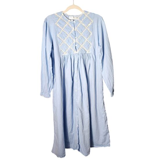 Alexandra Scott M Vtg Blue 100% Cotton Cottagecore Modest Trad Wife Midi Dress - Picture 1 of 6